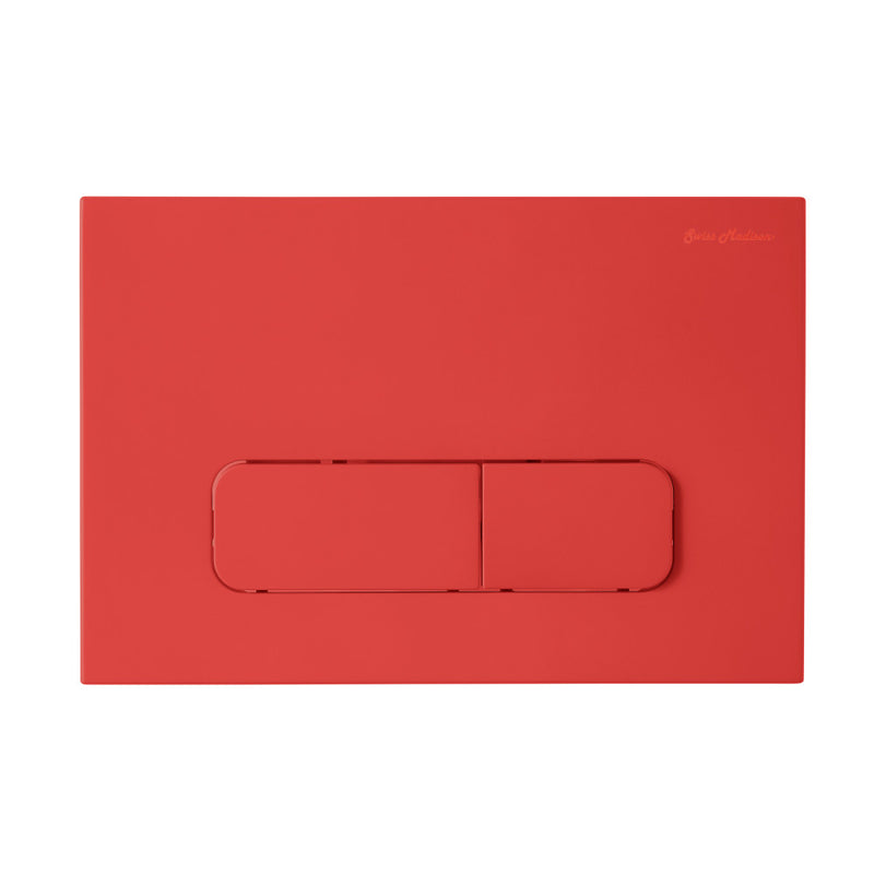 Wall Mount Dual Flush Actuator Plate with Rectangle Push Buttons in Matte Red