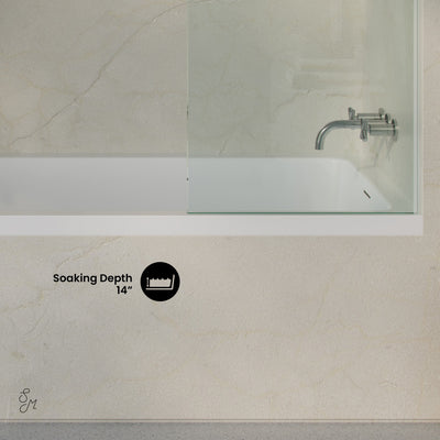 Voltaire 72 x 36 Right Drain Soaking Alcove Bathtub in Glossy White with Integrated Armrest