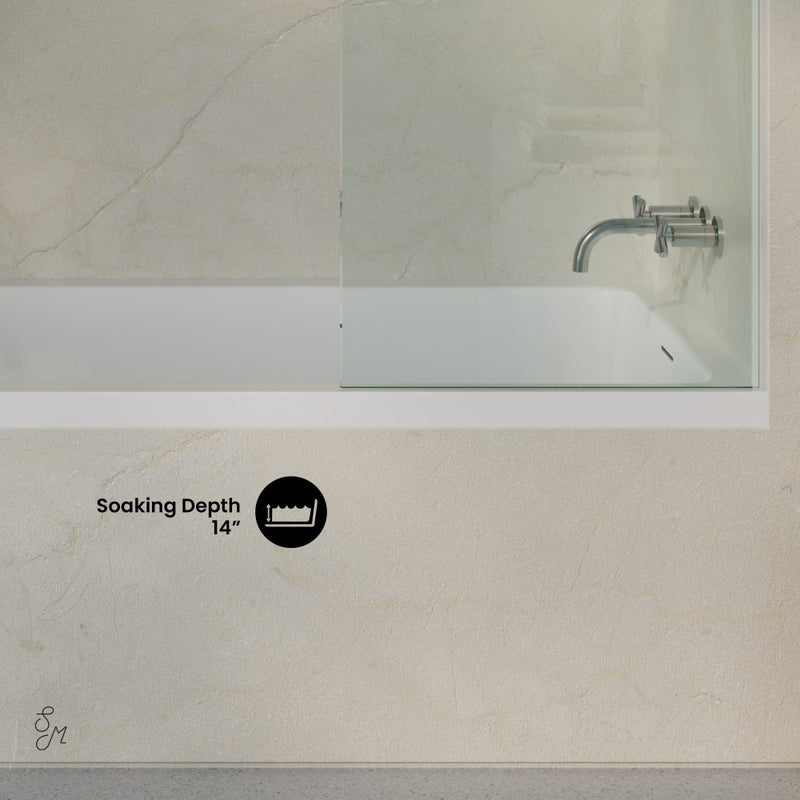 Voltaire 72 x 36 Right Drain Soaking Alcove Bathtub in Glossy White with Integrated Armrest