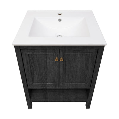 Chateau 24" Freestanding Bathroom Vanity in Black Oak with Sink Top
