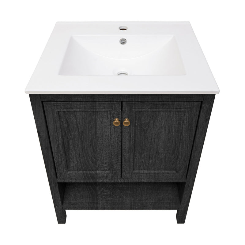 Chateau 24" Freestanding Bathroom Vanity in Black Oak with Sink Top