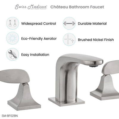 Chateau 8 in. Widespread, 2-Handle, Bathroom Faucet in Brushed Nickel