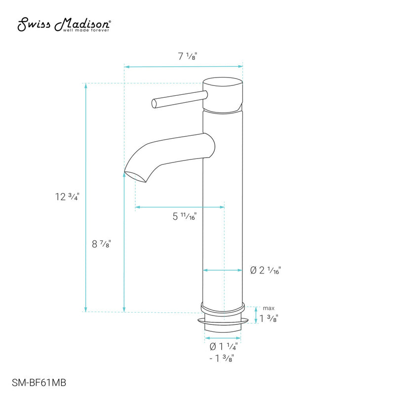 Ivy Single Hole, Single-Handle, High Arc Bathroom Faucet in Matte Black