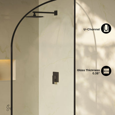 Demi 34 x 76 Framed Fixed 3/8 in. (10mm) Clear Tempered Glass Shower Door with Black Matte Frame