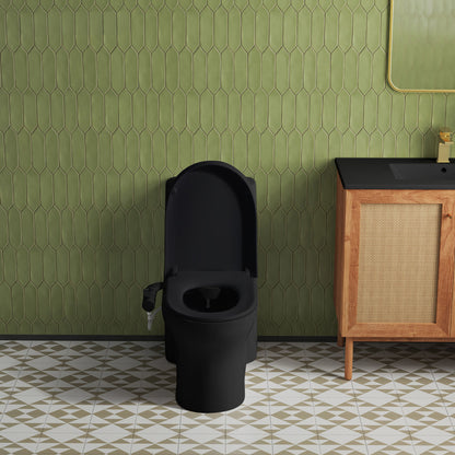 Aqua Non-Electric Bidet Toilet Attachment in Glossy Black with Black Knob