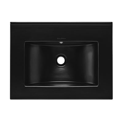 24" Zero Hole Vanity Sink Top in Glossy Black