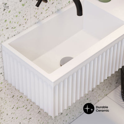 Delice 24" Rectangle Wall-Mount Bathroom Sink in Matte White