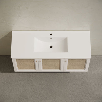 Classe 48" Wall-Mounted Bathroom Vanity in White Oak with Single Faucet Hole Vanity Top