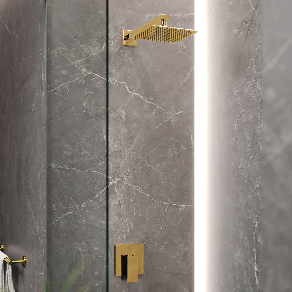 Concorde Single-Handle 1 Spray 8" Wall Mounted Fixed Shower Head in Brushed Gold (Valve Included)