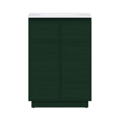 St. Tropez 24" Freestanding Bathroom Vanity in Green Oak with 3-Hole Centerset Sink Top