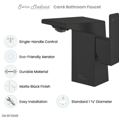 Carre Single Hole, Single-Handle, Bathroom Faucet in Matte Black