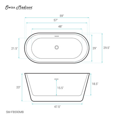 Claire 60" Freestanding Bathtub in Matte Black