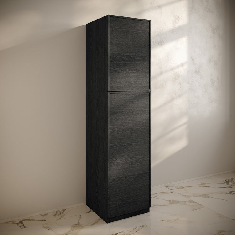 St. Tropez 15 x 15 x 60 Freestanding Linen Cabinet in Black Oak