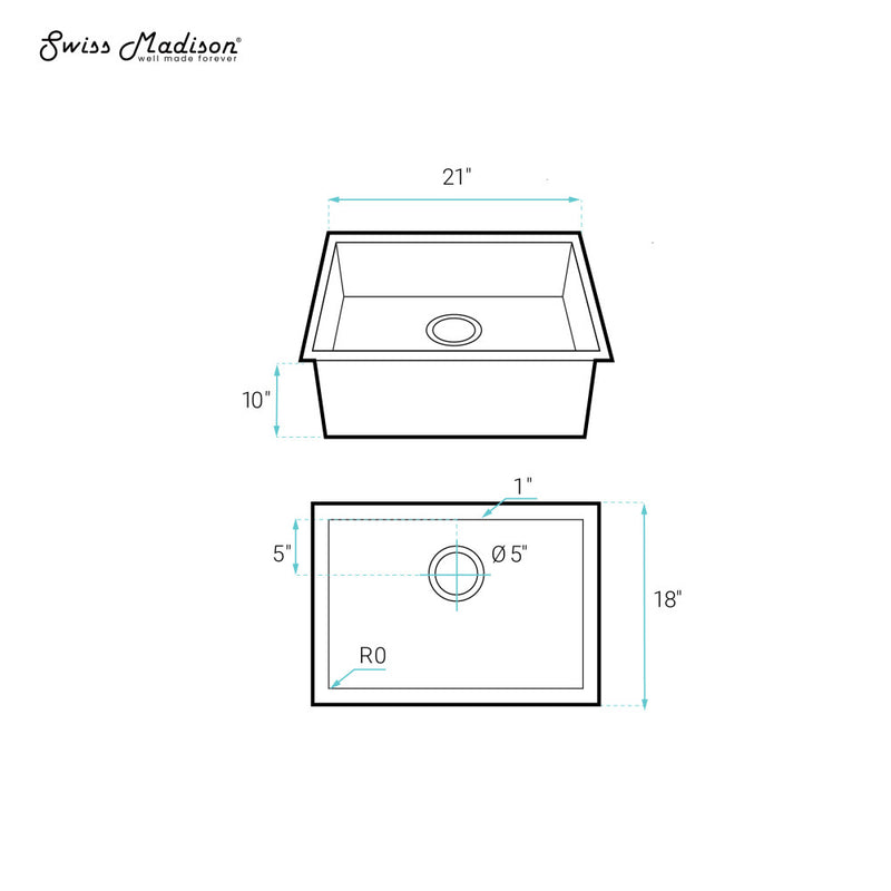 Tourner 21 x 18 Stainless Steel, Single Basin, Undermount Kitchen Sink, Rose Gold