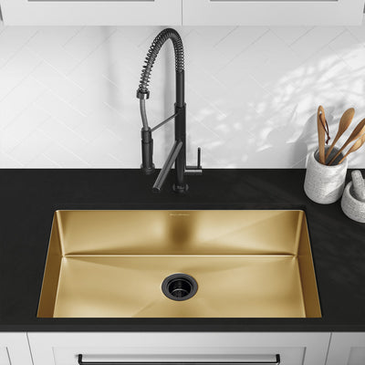Rivage 32 x 19 Stainless Steel, Single Basin, Undermount Kitchen Sink, Gold