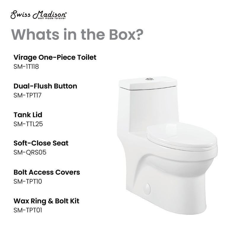 Virage One-Piece Elongated Toilet Vortex Dual-Flush 1.1/1.6 gpf