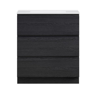 Liberte 30" Freestanding Bathroom Vanity in Black Oak with 3-Hole Widespread Sink Top