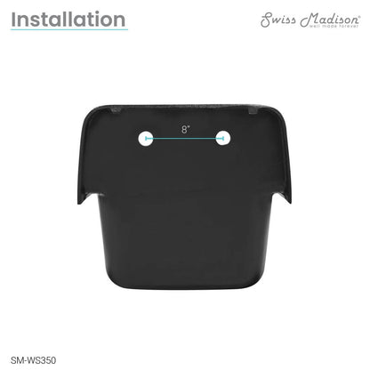 22" wall-hung cast iron bathroom sink, black finish, rectangular shape with rounded edges.