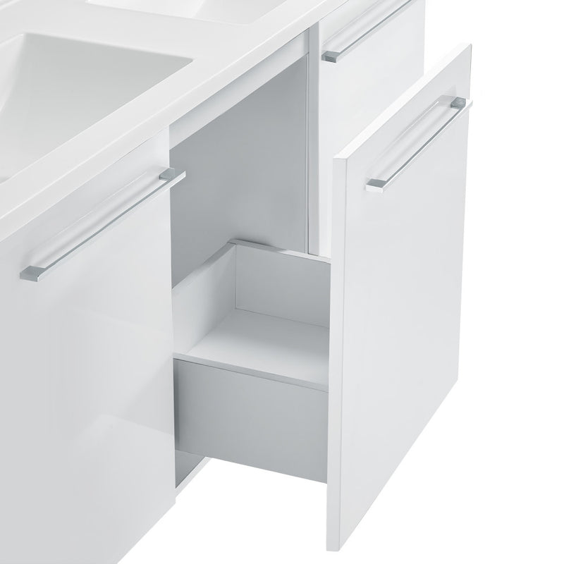 Annecy 60 Double, Glossy White, Two Doors, One Drawer, Bathroom Vanity