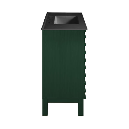 Cascade 36" Freestanding Bathroom Vanity in Green Oak with Black 3-Hole Widespread Sink Top