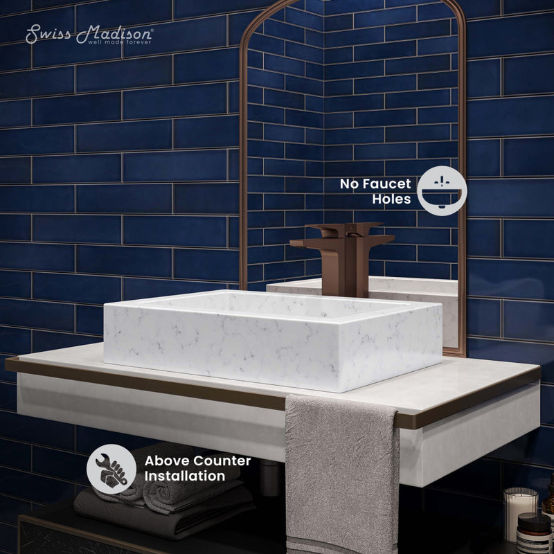 Voltaire 22" Ceramic Vessel Bathroom Sink in Static White