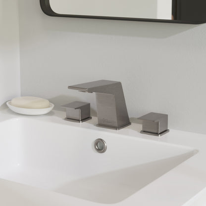 Carre 8 in. Widespread, 2-Handle, Bathroom Faucet in Brushed Nickel