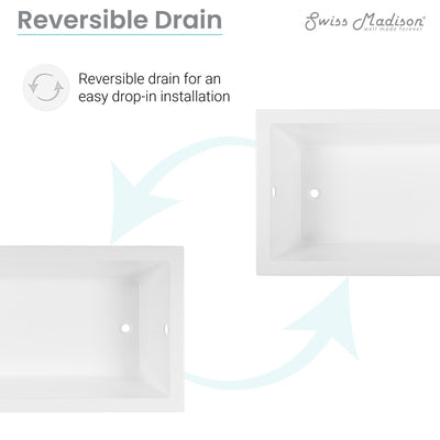 Voltaire 66" x 36" Reversible Drain Drop-In Bathtub