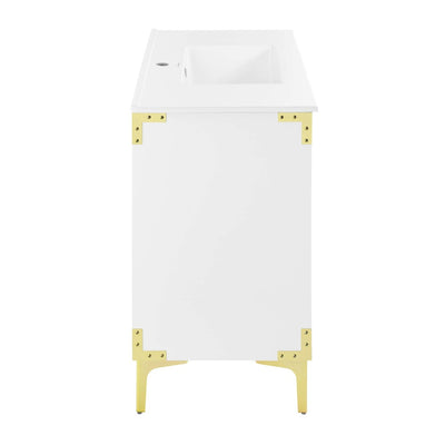 Voltaire 36" Single, Bathroom Vanity in White with Gold Hardware