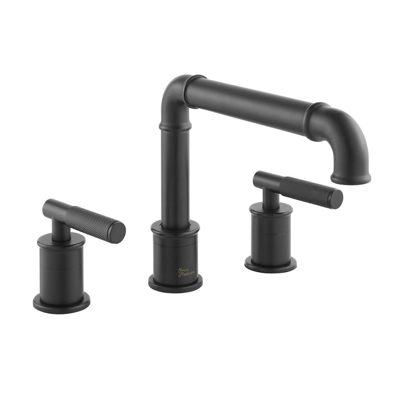 Avallon 8 in. Widespread, Sleek Handle, Bathroom Faucet in Matte Black