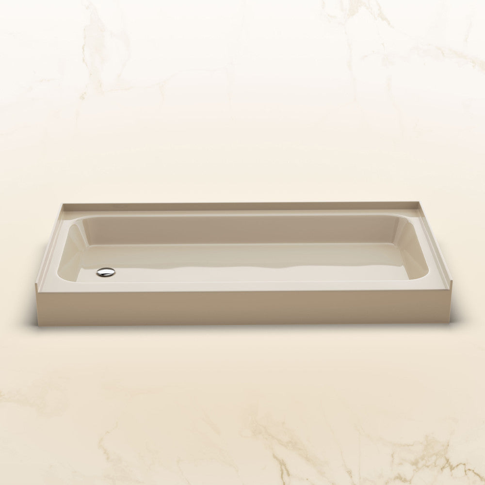 Voltaire 60 x 30 Shower Pan Base with Left Drain in Glossy Bisque