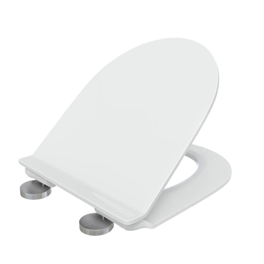 White back to wall toilet seat with quick release hinges and smooth finish.
