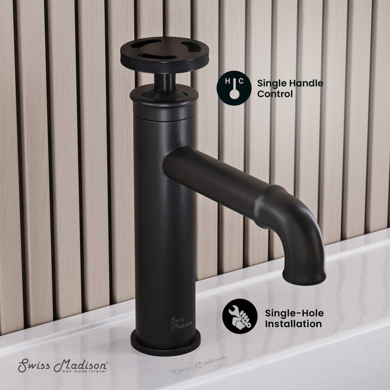 Avallon Single Hole, Single-Handle Wheel, Bathroom Faucet in Matte Black