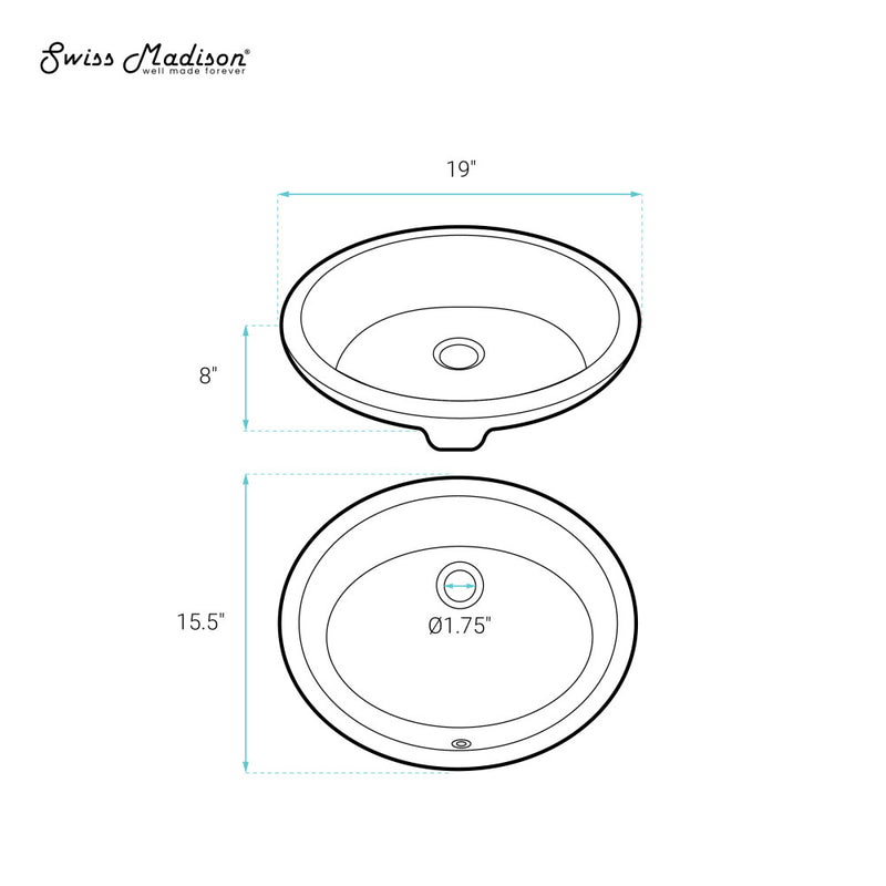 Monaco 18 Oval Under-Mount Bathroom Sink