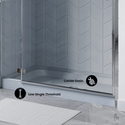 Voltaire 60" x 30" Single-Threshold, Center Drain, Shower Base in Gray