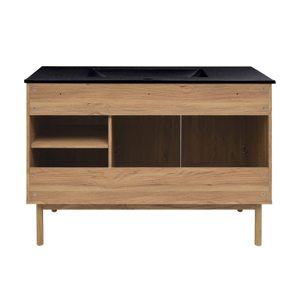 Classe 48" Freestanding Bathroom Vanity in Golden Oak with Black Sink Top