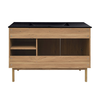 Classe 48" Freestanding Bathroom Vanity in Golden Oak with Black Sink Top