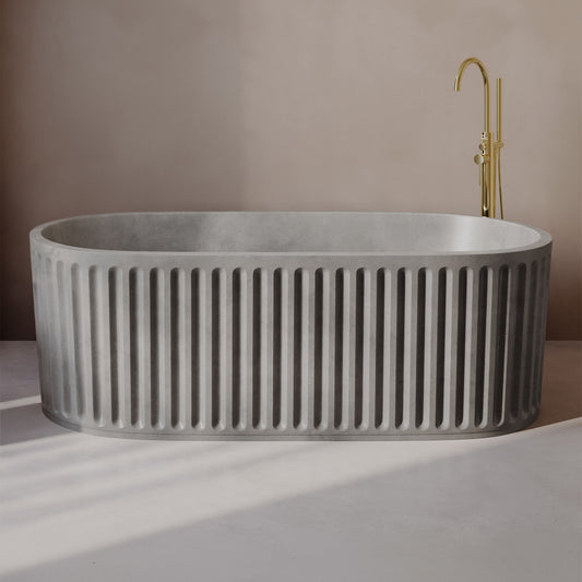 Delice 67" Freestanding Concrete Bathtub in Gray, Drain Included