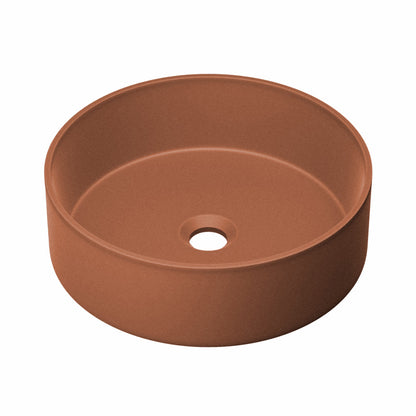 Lisse 14.5" Concrete Round Vessel Sink in Matte Terracotta
