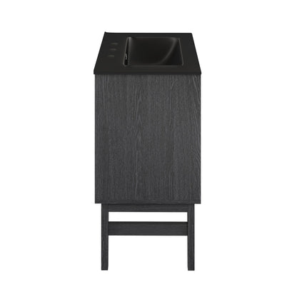 Bosse 24" Freestanding Bathroom Vanity in Black Oak with Black 3-Hole Centerset Sink Top