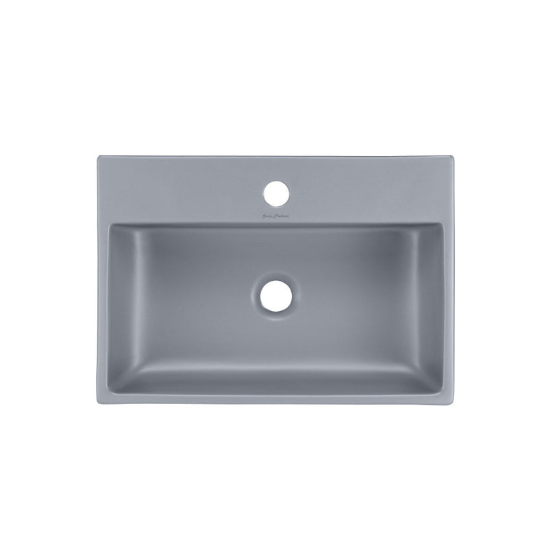 Claire 20"  Rectangle Ceramic Vessel Sink in Matte Grey