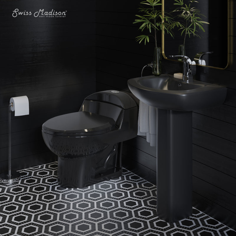 Chateau Two-Piece Round Pedestal Sink in Matte Black