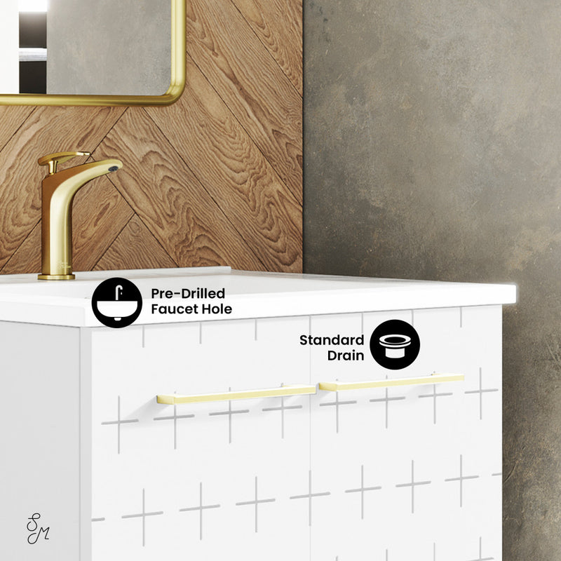 Annecy 24" Freestanding Bathroom Vanity in Galaxy White with Sink Top