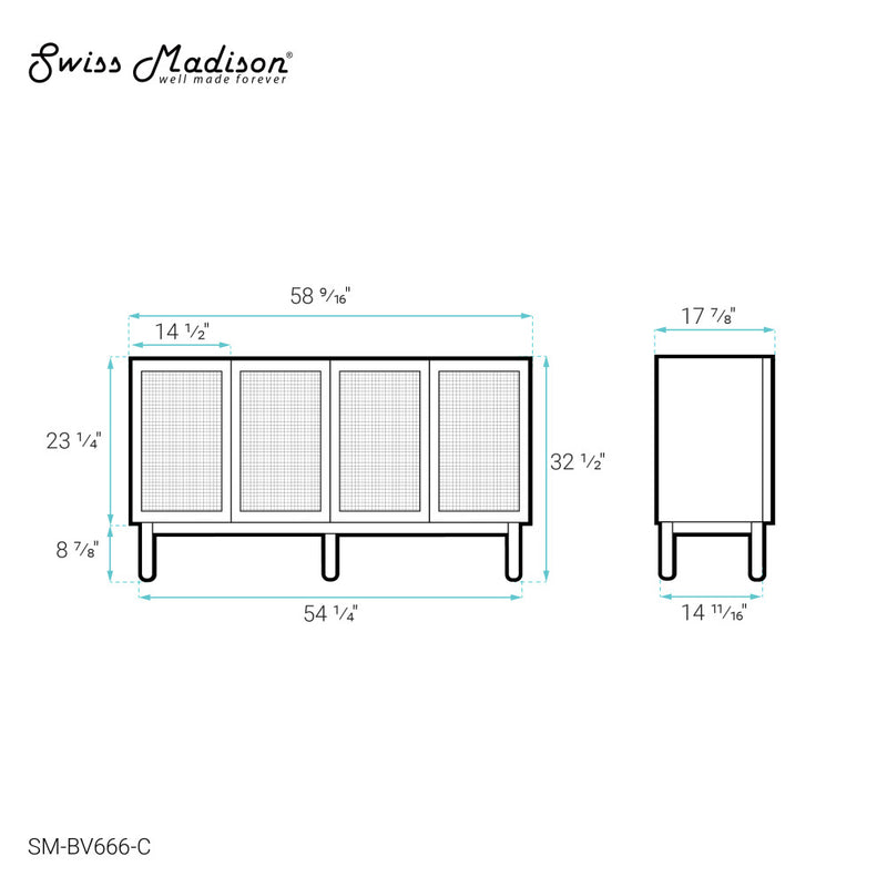 Classe 60" Bathroom Vanity in Oak-Cabinet Only