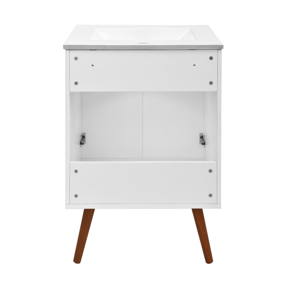 Manoir 24" Freestanding Bathroom Vanity in White with Sink Top