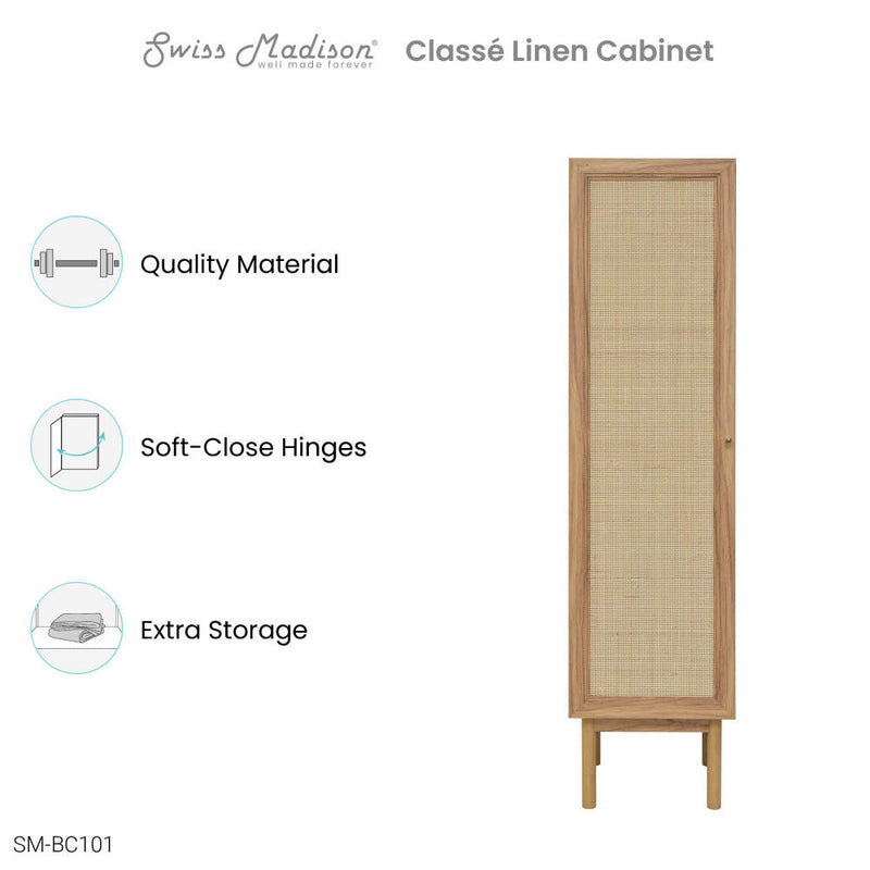 Classe 15" W x 60" H x 15" D Linen Cabinet in Oak