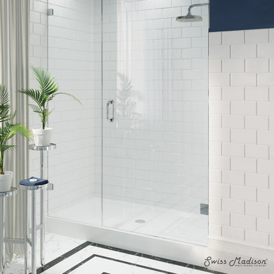 Voltaire 60" x 32" Acrylic White, Single-Threshold, Center Drain, Shower Base
