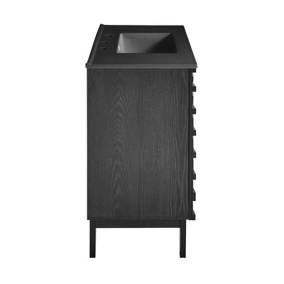 Cascade 36 in. Black Oak Bathroom Vanity With Black, 3-Hole Ceramic Sink Top