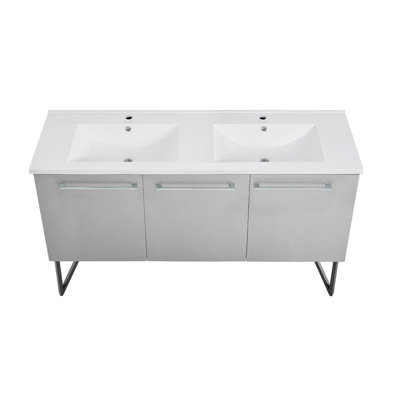 Annecy 60 Double, Brushed Grey, Two Doors, One Drawer, Bathroom Vanity