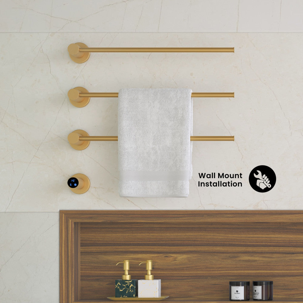 Claire 3-Bar Electric Towel Warmer in Brushed Gold – Swiss Madison