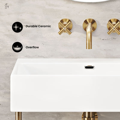 Claire 24" Rectangle Zero Hole Console Sink with Brushed Gold Legs